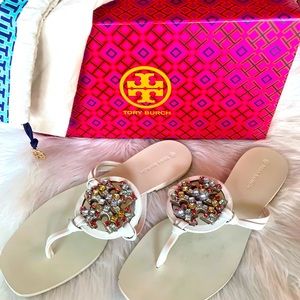 Authentic Tory Burch miller sandal in white